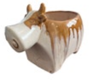 Cow Ceramic Glazed Planter Adorable Unique Brown White