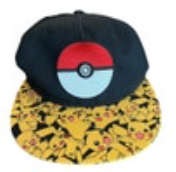 Pokemon Baseball Cap Hat Youth 1916 Embroidered Snapback All Over Visor Pokeball