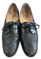 Vintage TROTTERS LILA Woven Leather Black Oxford Shoes Flats 9.5 S (AAA)
