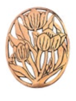 Vintage Cast Iron Copper Plated Trivet Wall Hanging Tulip Design Oval 1982