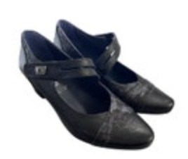 Size 8 (38) Women’s DorKinG Mary Jane’s Metallic Pewter Navy Shoes Heels