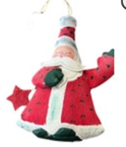 Santa Claus Hand Painted Canvas Christmas Ornament Holiday Pillow Painted