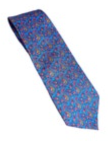 Michelsons Of London Men’s Silk Burgundy Tie Blue Paisley Bright Flowers 55x2.75