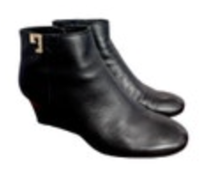 Tory Burch Brooke Black Ankle Wedge Woman Boots Size 9 EUC Pebbled Leather