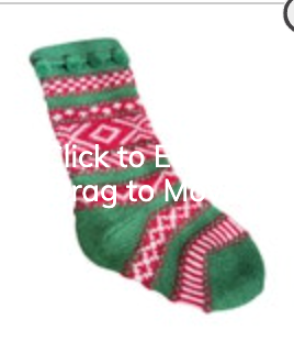 Vintage Nordic Christmas Stocking 19.5” Wool Knit Green Red Pom Poms EUC