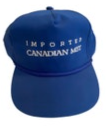 Vintage Hat Imported Canadian Mist Ball Cap Rope Hat Blue Snap Back