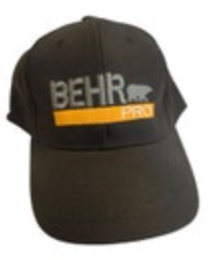 Behr Pro Black Baseball Hat Embroidered Logo Ball Cap Hook Loop Adjustable