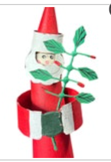 Metal Santa Claus Christmas Ornament Bell Holding Tree Holiday Craft Painted