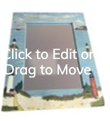 Hand Painted Wall Mirror Light House Wood Blue Handpainted Vintage 14” X 11”