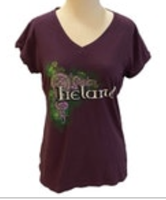 Size Large Traditional Craftware Purple Ireland Graphic T-Shirt Blouse Tee