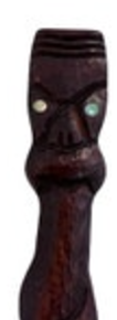 Hand-carved Tiki Head Paua Shell Eyes Hand Carved Wooden Letter Opener 9.25”