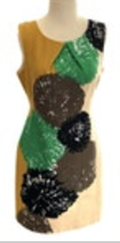 Anthropologie Tabitha Pom Flower Shift Sheath Dress Career Lined Size 6