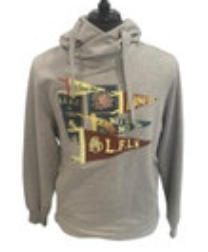 AKOO Size Large Retro Sports Pennant Gray Men’s Hoodie