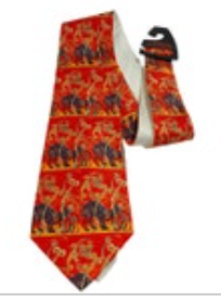 J GARCIA Tie Red Print Jerry Garcia Grateful Dead 56” Neck Tie Camel
