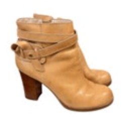TOMMY BAHAMA Brown Leather Ankle Boots Block Heel Side Zip Size 8B Liia