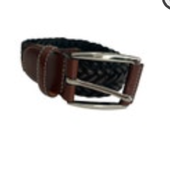 Tommy Bahama Men's Braided Leather Canvas Stretch Belt Black/Brown XL 42"