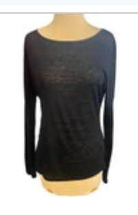Vince Shirt Womens XS Blue Thin Mesh Long Sleeve Linen Top Lamb Leather Trim