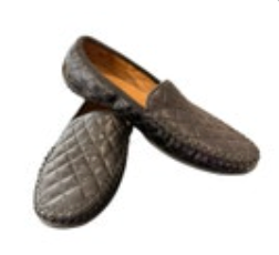 Robert Zur Black Quilted Leather Loafers Size 7 Slip On Patent Leather