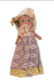 Vintage 1940's Strung Arms Celluloid Doll Japan Toy Lace Dress Hat Flowers 5”