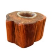 Vintage Hand Turned Carved Burled Wood Natural Brutalist Candle Holder Votive