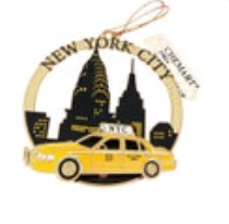 ChemArt New York City 3D Gold Ornament Tag And Box Taxi Cab Big Apple