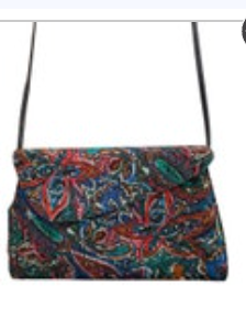 Vintage 80s J Renee Paisley Artsy Retro Clutch Purse Handbag