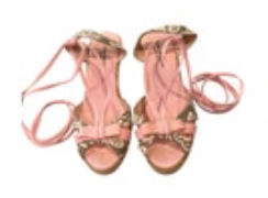Eric Michael Sandal Espadrille Wedge Size 7 Lace Up Pink Gray Bow Canvas Preppy