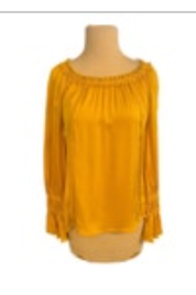 Kobi Halperin Women Tunic Blouse Silk V-Neck Long Sleeve Gold Bohemian READ