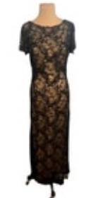 Vtg Black Tie Oleg Cassini NEIMAN MARCUS Black Evening Gown Beaded Silk Sz 10