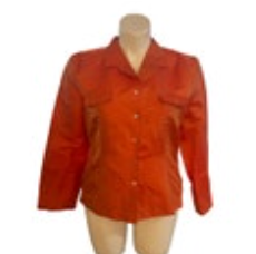 Allison Taylor Orange Long Sleeve Button Up Silk Blouse Size XL EUC