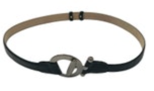 Women's Black Genuine Leather Slide Adjustable Hook Buckle Belt Size XL