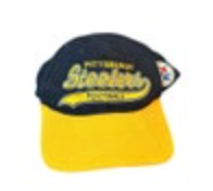 VINTAGE Pittsburgh Steelers Hat Cap Snap Back Black Football Script Starter Mens