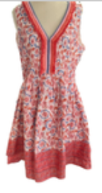 Vineyard Vines Pink Orange Floral Sleeveless Preppy Embroidered Shift Dress Sz M