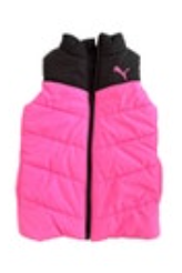 Puma Girl’s Puffer Vest Size XS 5-6 Pink Black Full Zip