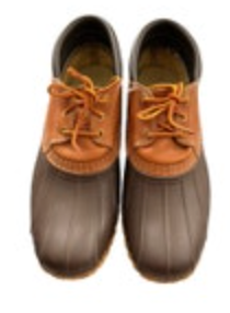 L.L.Bean Bean Boots Men's 10 10.5 Duck Shoes Brown Low Leather Rubber USA Read
