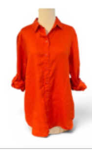 Lauren Ralph Lauren Black Label Orange Linen Roll Tab Longsleeve Shirt Sz LP