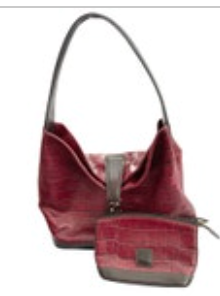 Dooney & Bourke Logo Lock Deep Red Croc Leather Large Hobo Shoulder Bag Set