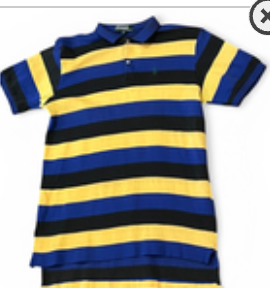 VINTAGE Polo Ralph Lauren Youth Size 20 XL Blue Yellow Black Striped Polo Shirt