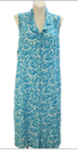 Carolina Colours Plus 22W Blue White Swirl Button Up Rayon Sleeveless Dress
