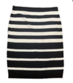 Belle + Sky XL Black White Stripe Stretch Pencil Skirt Rayon Blend