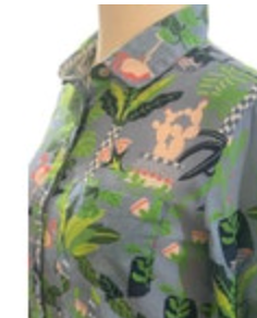 TIZZIE Ladies Blue Green Floral Button Up Roll Tab Sleeve Summer Shirt Top XS