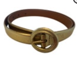Lauren Ralph Lauren Womens Gold Genuine Leather Belt Size Medium 39" Long