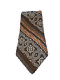 Vintage 70s Tie Brown Orange Geometric Striped Retro Necktie 1970s