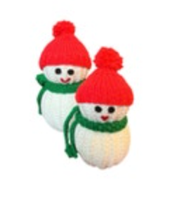 Handmade Knitted Snowmen Snowman Family Set Of Two Hat Scarf Christmas Winter