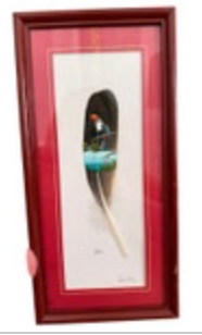 Costa Rica Framed Painted Feather Toucan Hand Painted Signed Art