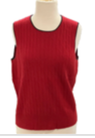 Y2K Ann Taylor Red Cashmere Cable Knit Sweater Vest Shell Preppy Size Large