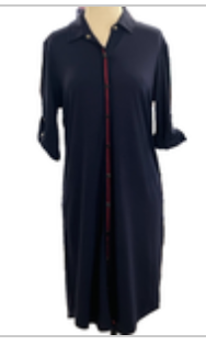 J. McLaughlin Navy Blue Nylon Spandex Stretch Collared Dress M Roll-tab Sleeve