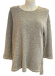 EILEEN FISHER Women’s Gray 100% Organic Cotton Textured Boxy Sweater Vent Hem XL
