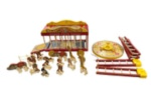 Vintage Fisher Price #900 Circus Wagon Playset 1962 Extra Figures