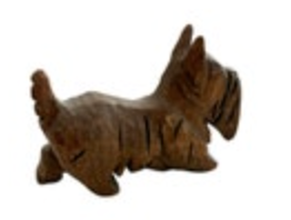 Hand Carved Wooden Miniature Scotty Terrier Dog Figurine 2.5” Wood Figure